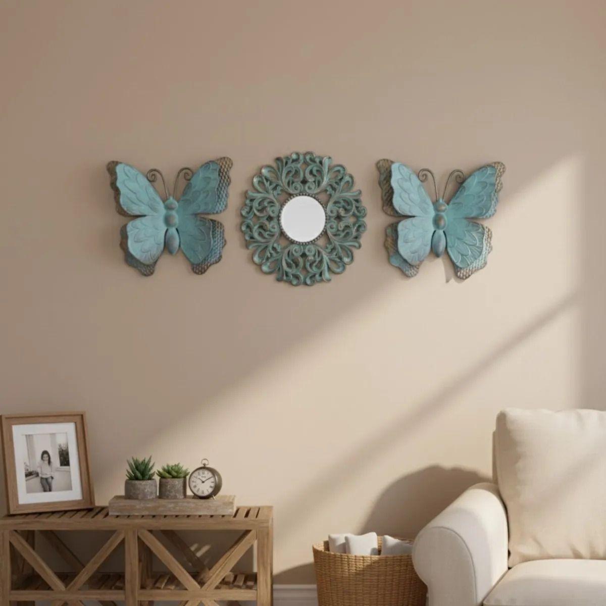 Set Decorativo Pared 3 Piezas Diseño Calado Mariposas Jhn-5