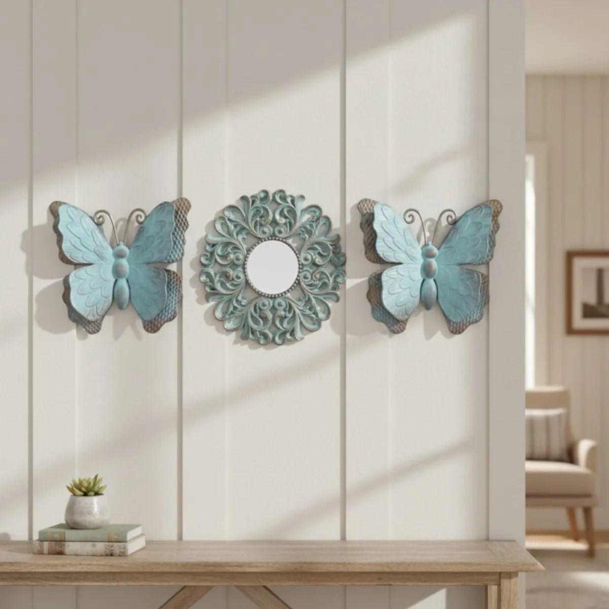 Set Decorativo Pared 3 Piezas Diseño Calado Mariposas Jhn-9
