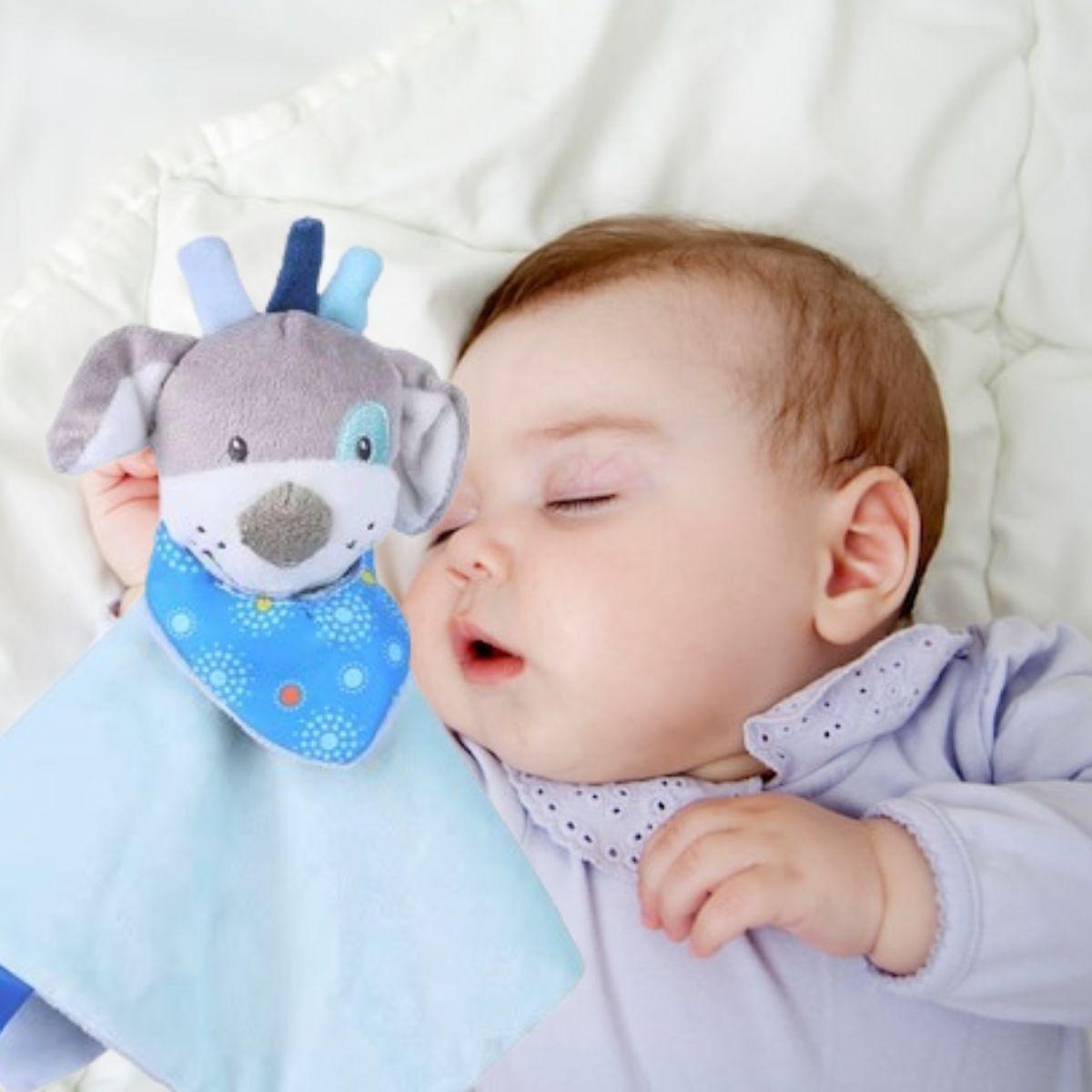 TOALLA MANTA DE APEGO TRANQUILIZANTE CON PELUCHE BEBE LAU-2