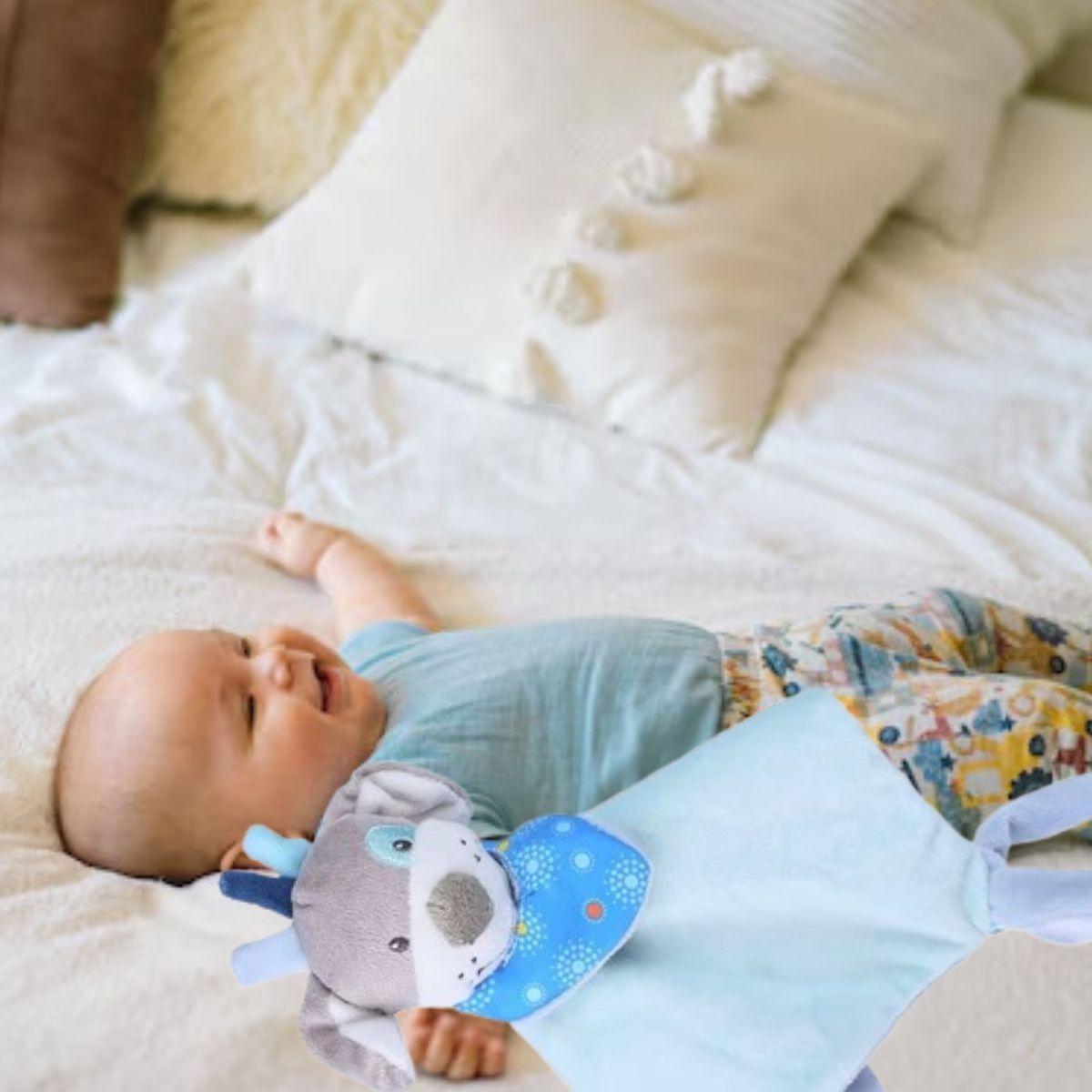 TOALLA MANTA DE APEGO TRANQUILIZANTE CON PELUCHE BEBE LAU-7