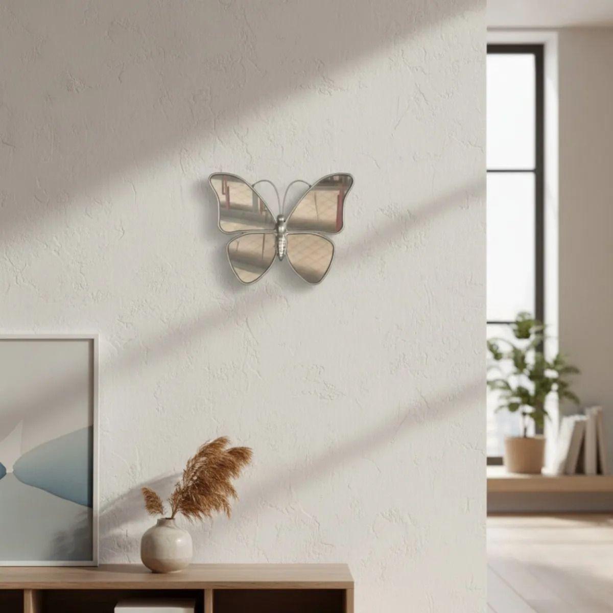 Set 2 Espejo Decorativo Pared Forma Mariposa Moderna Jhn-6