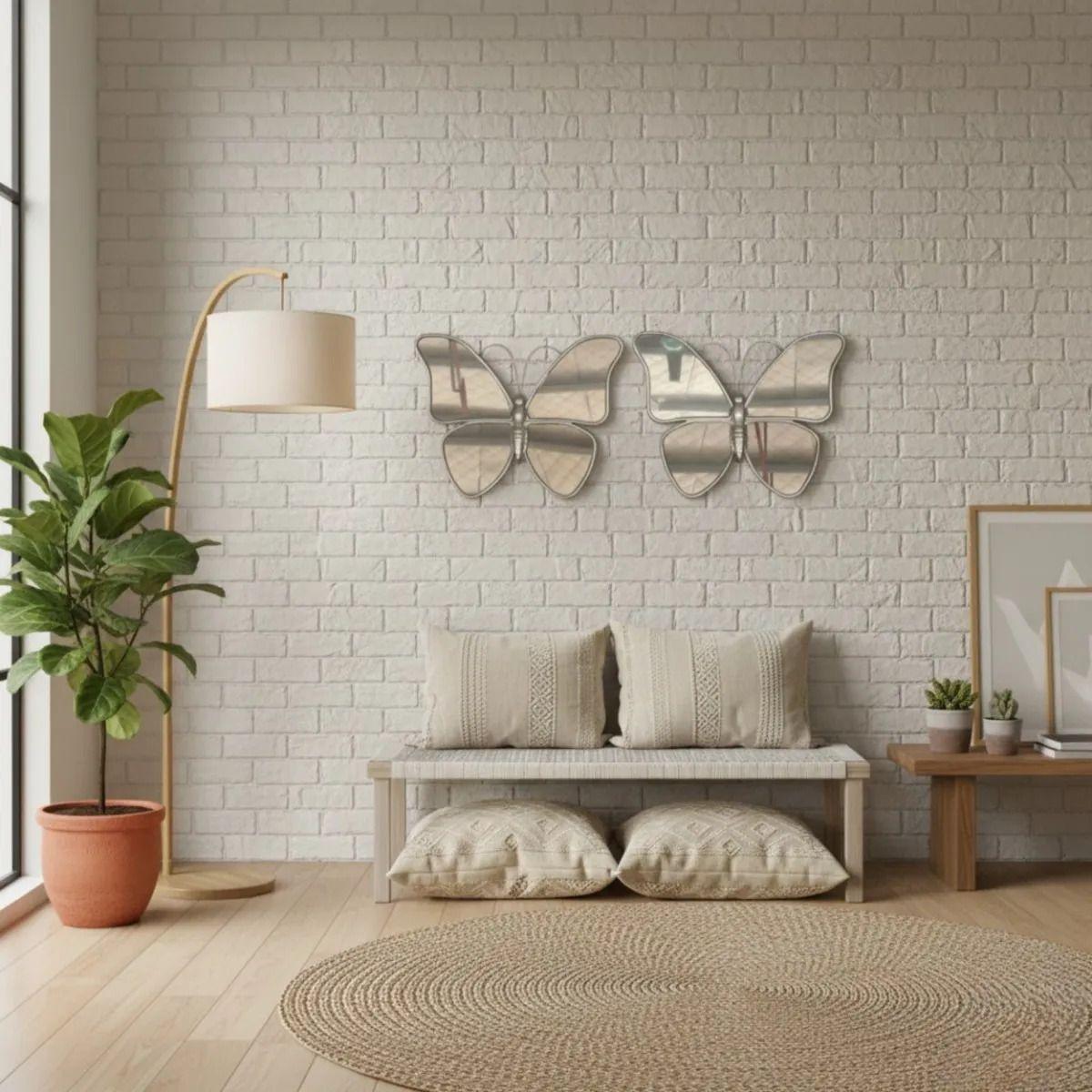 Set 2 Espejo Decorativo Pared Forma Mariposa Moderna Jhn-8