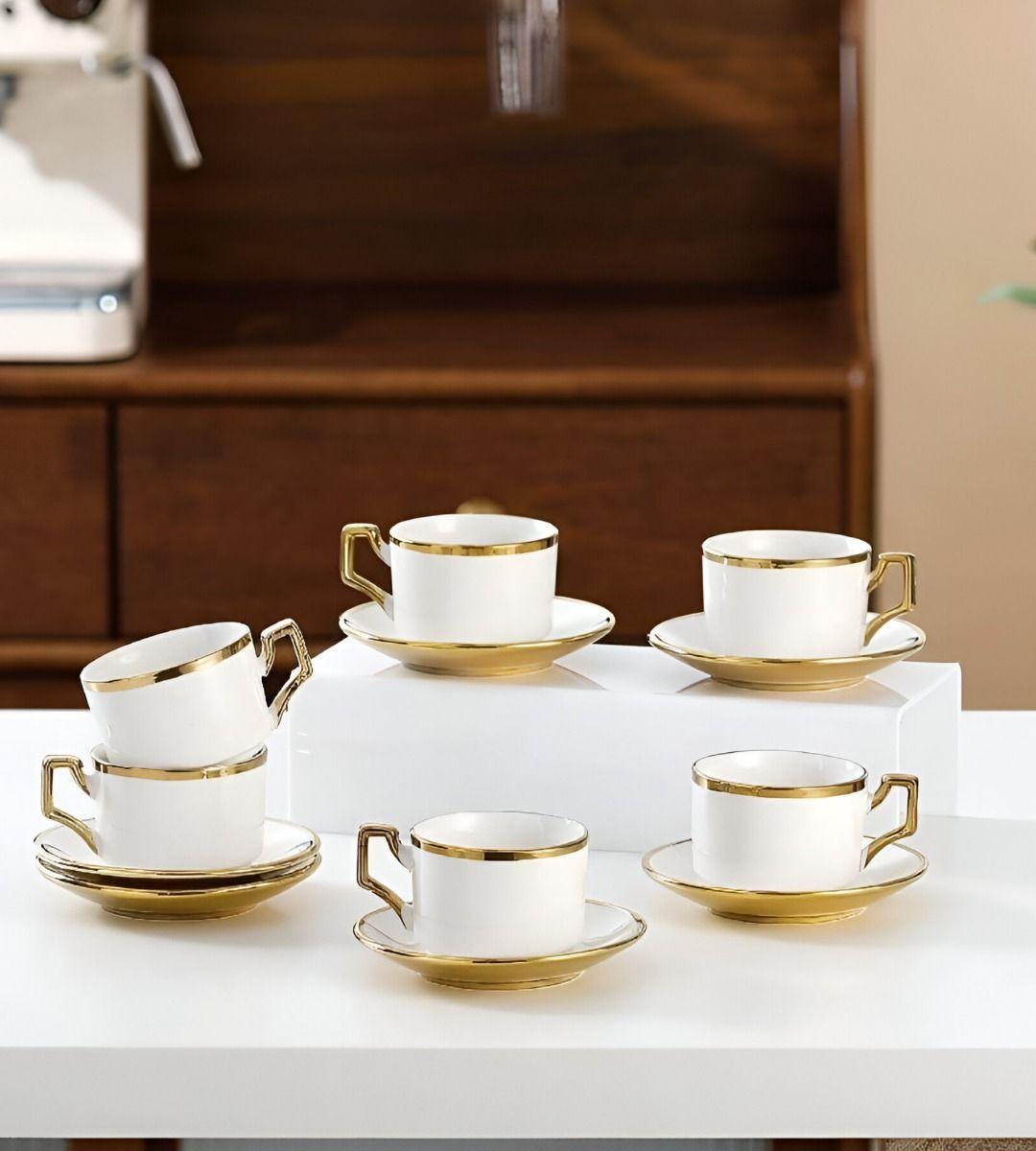 Juego Taza Café Platillo Decorativo Mesa Elegante Hogar Jhn-5