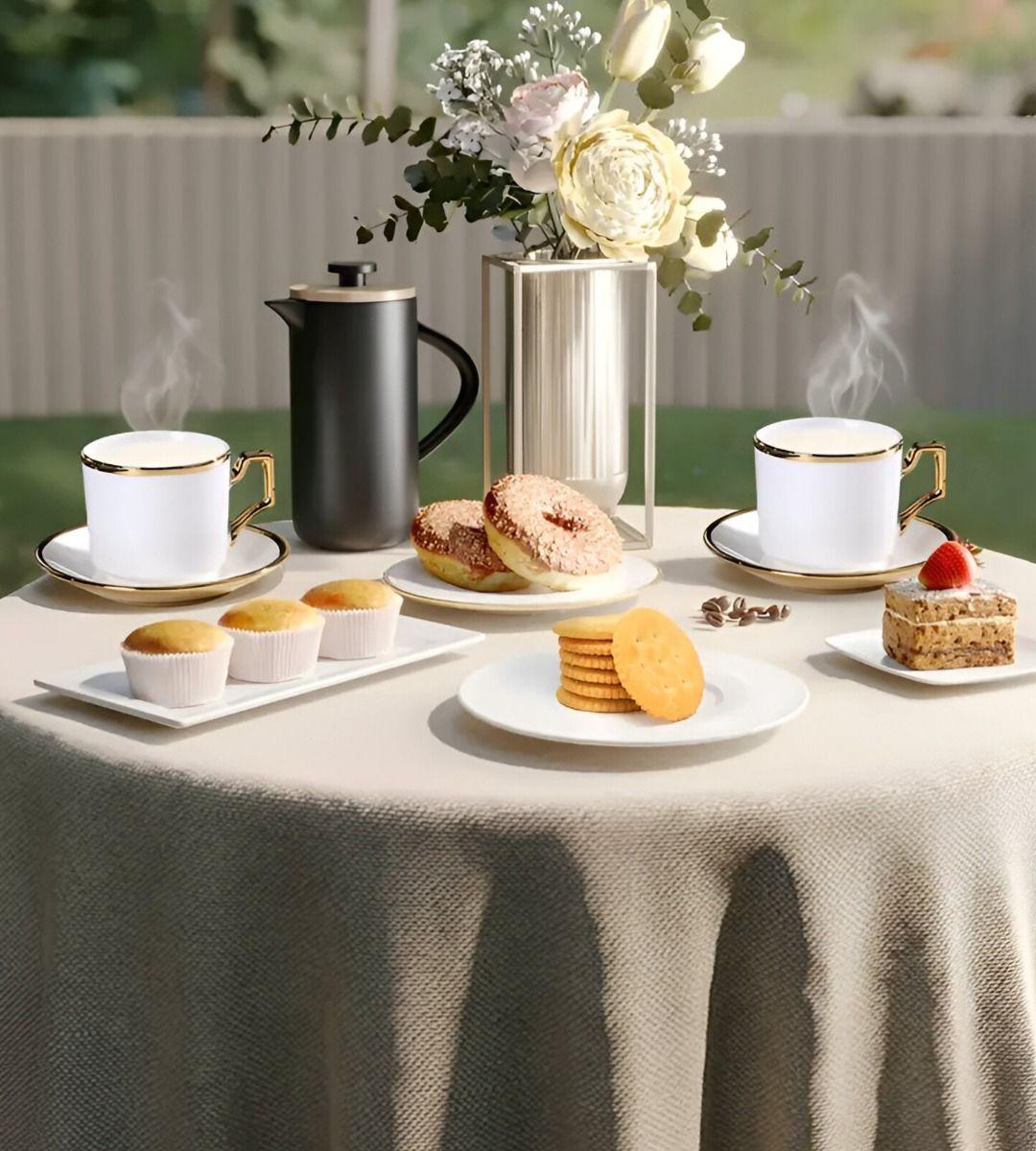 Juego Taza Café Platillo Decorativo Mesa Elegante Hogar Jhn-6