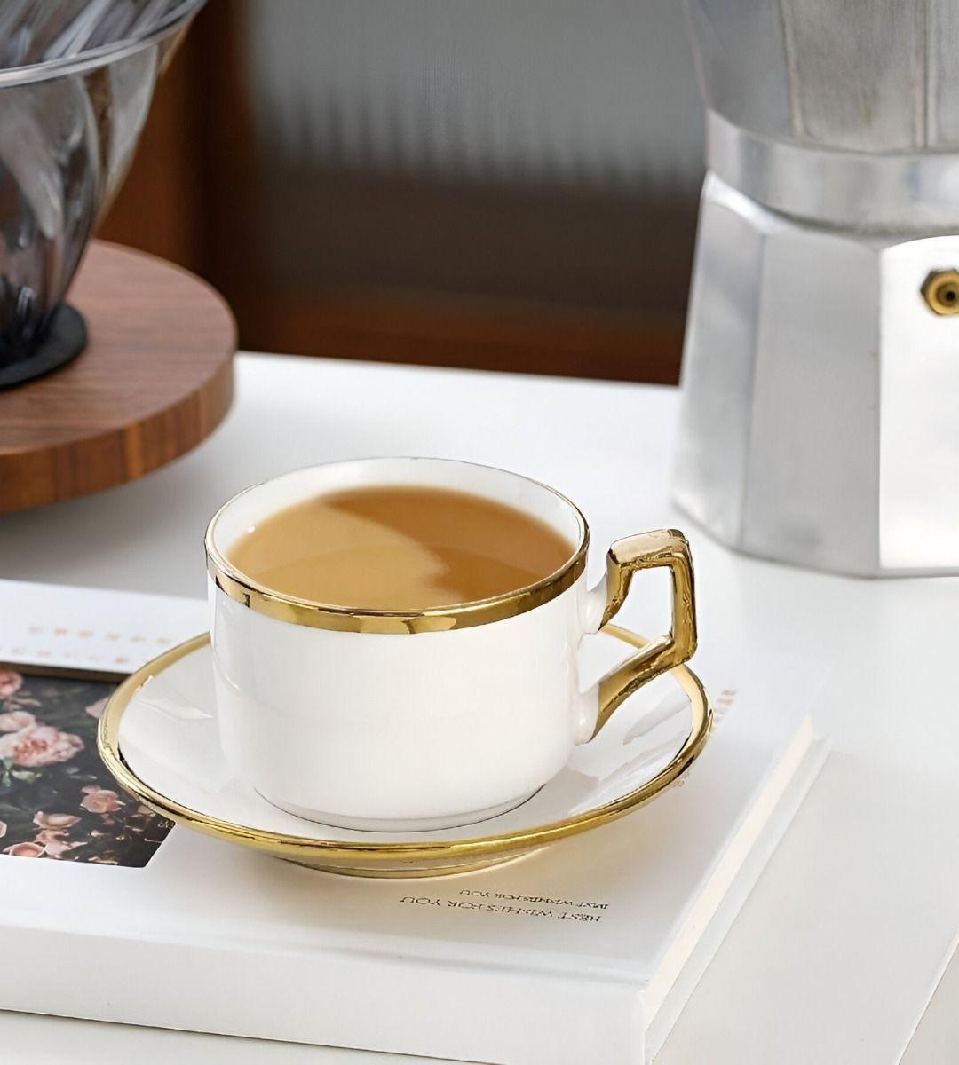 Juego Taza Café Platillo Decorativo Mesa Elegante Hogar Jhn-7