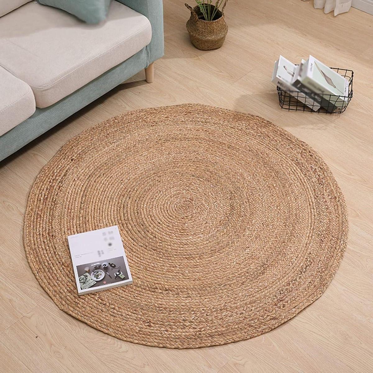 Alfombra Trenzada Yute Tejida Natural Bohemio Decorativa Jhn-3