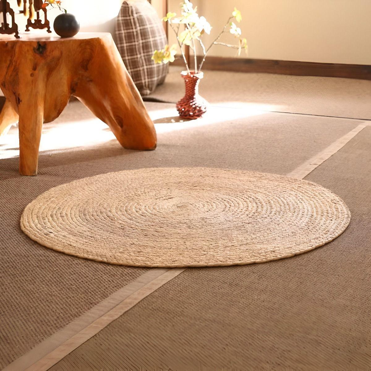Alfombra Trenzada Yute Tejida Natural Bohemio Decorativa Jhn-7