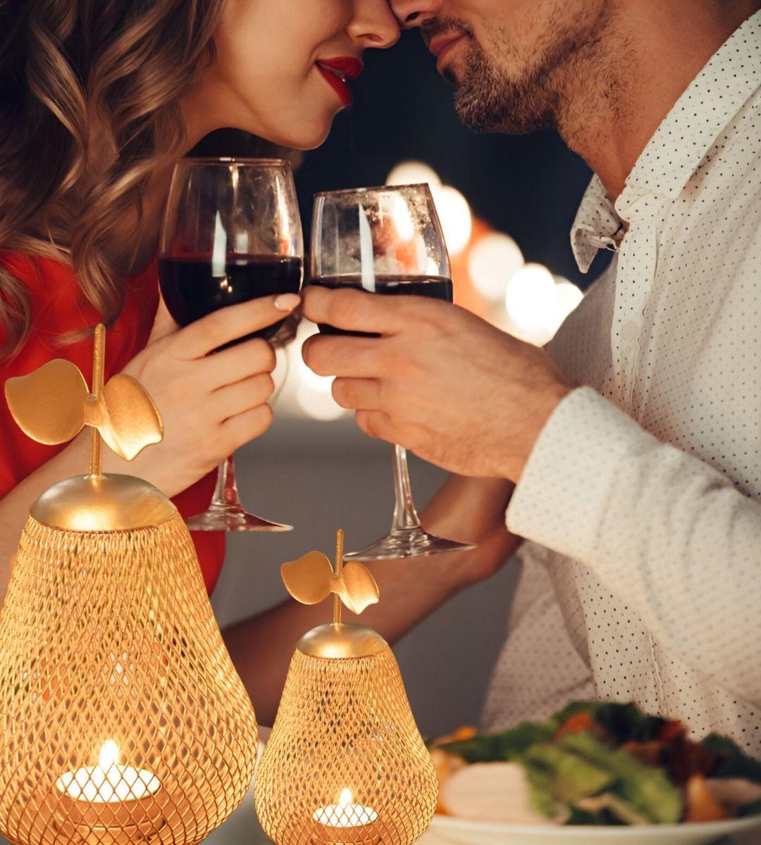 Set 2 Candelabro Decorativo Portavelas Pera Dorada 21cm Jhn-3