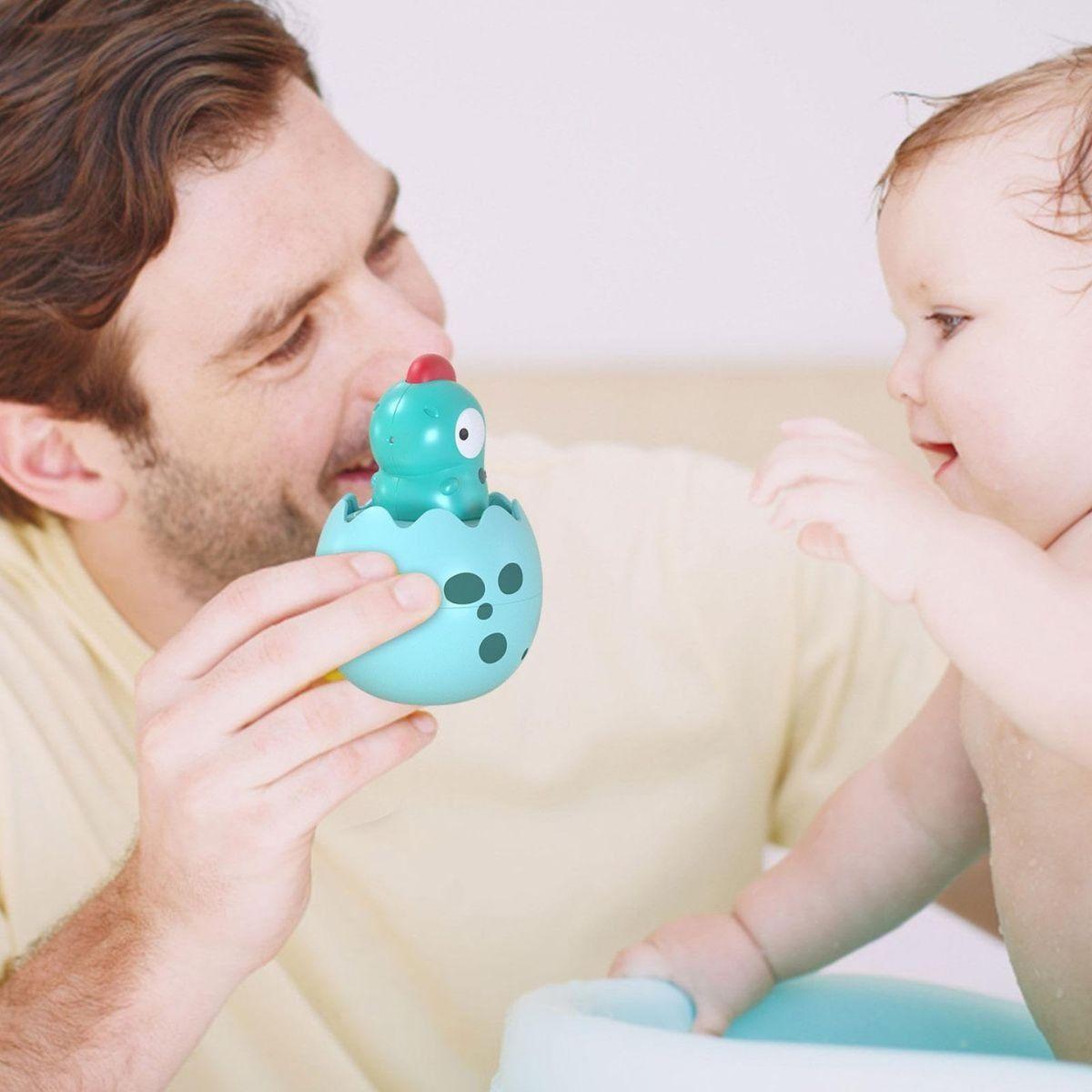 SET 3 JUGUETES DE BAÑO DINOSAURIO POLLITO ROCIA AGUA LAU-5