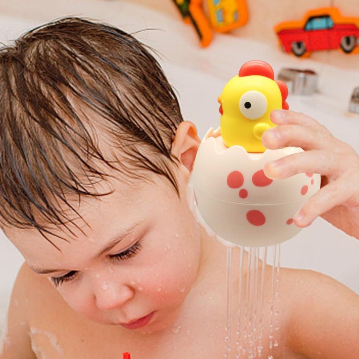 SET 3 JUGUETES DE BAÑO DINOSAURIO POLLITO ROCIA AGUA LAU-7