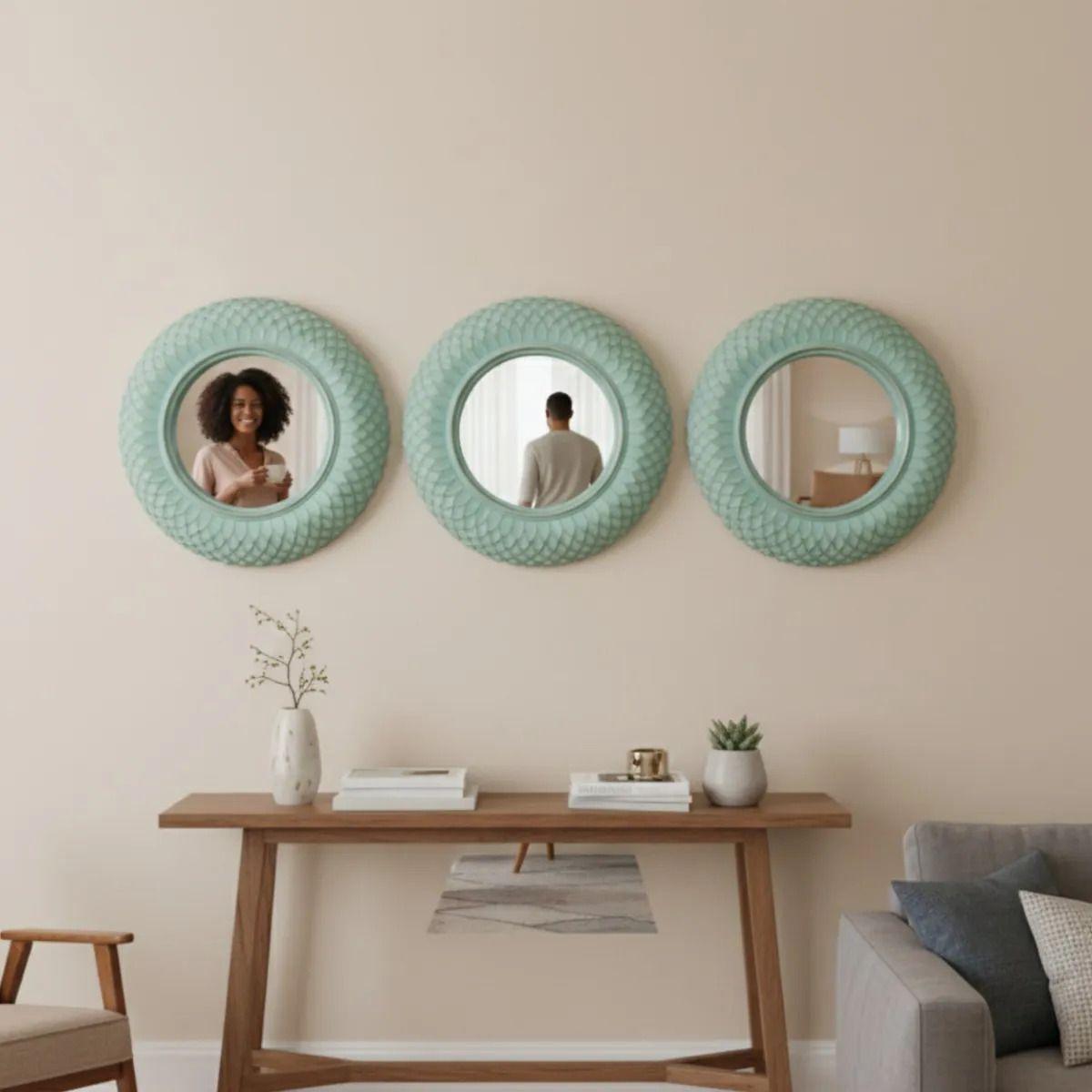 Set 3 Espejo Acento Decorativo Pared Diseño Vintage Jhn-2