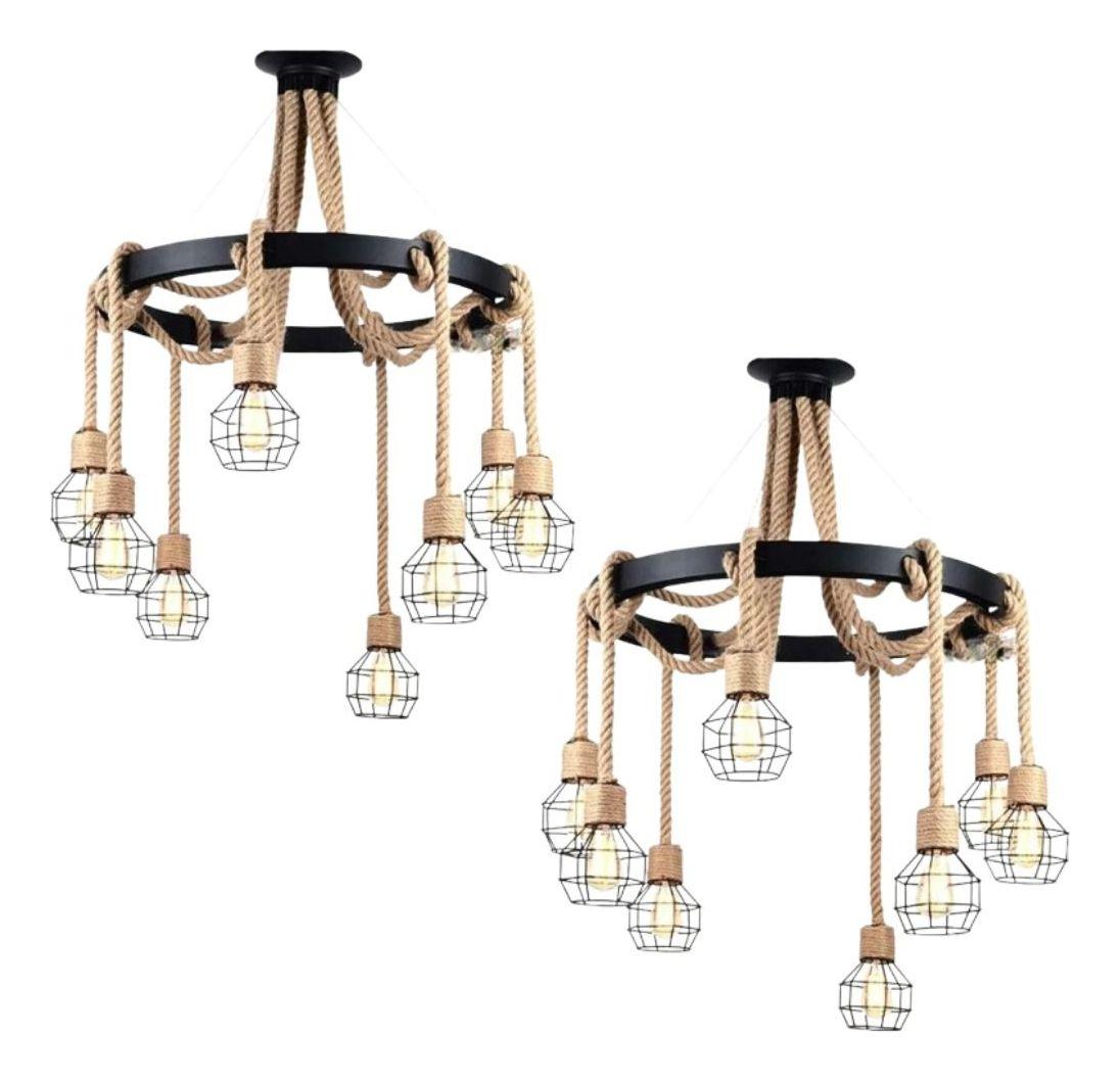 LAMPARA COLGANTE VINTAGE RUSTICA DECORA CUERDA CAÑAMO LAU-5