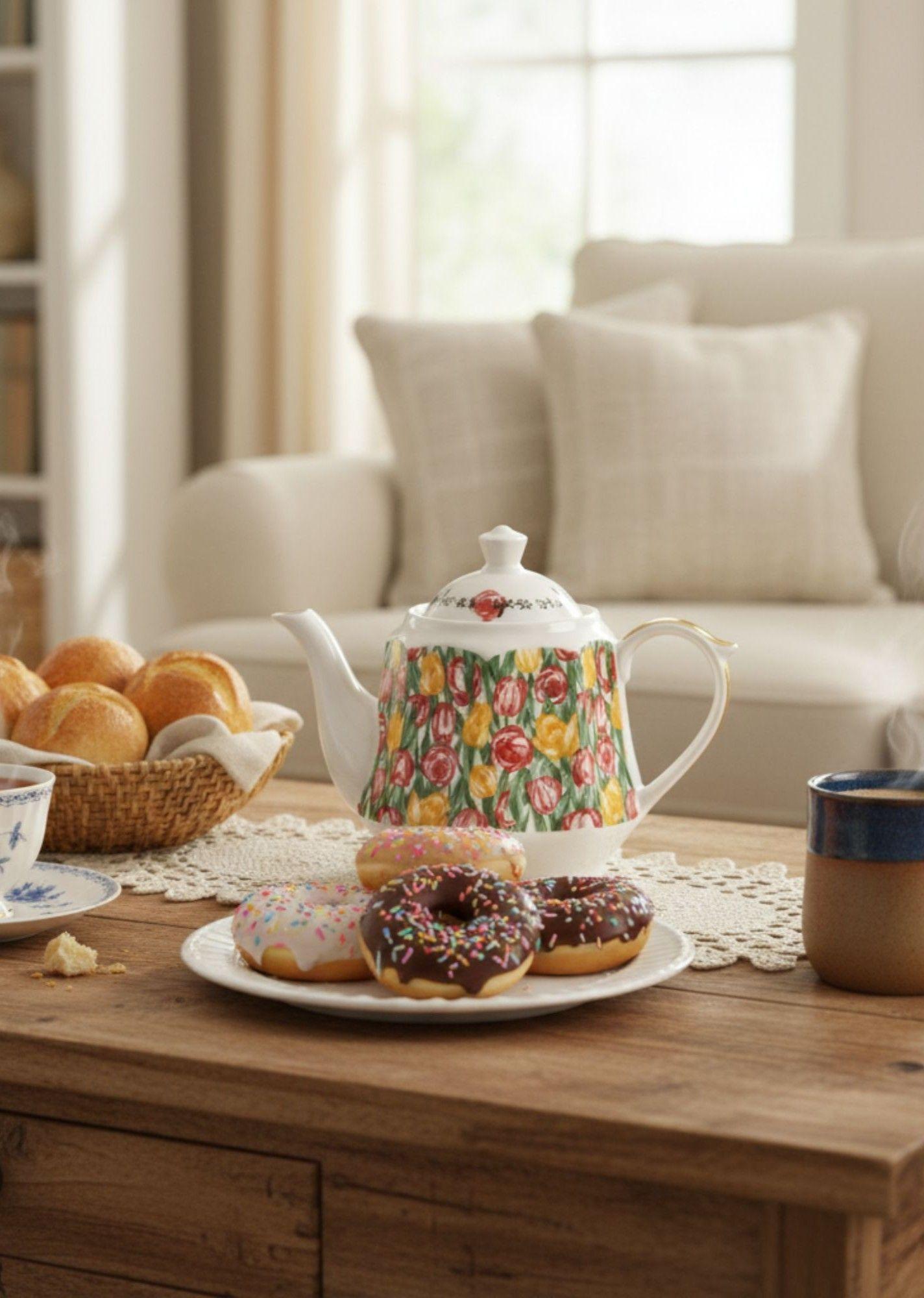 Tetera Diseño Primavera Floral Elegante Decoración Hogar Jhn-6