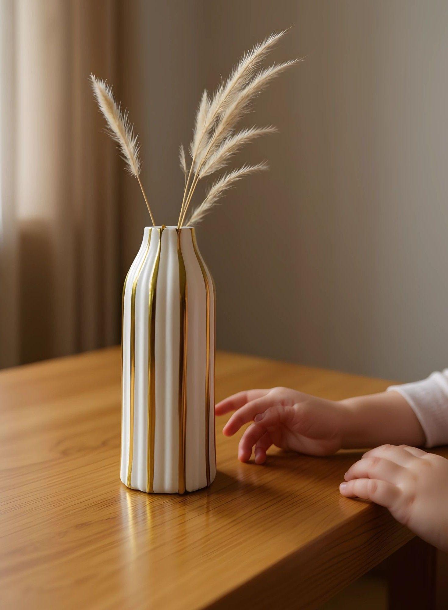 Florero Decorativo Rayas Moderno Versátil Hogar Jhn-2