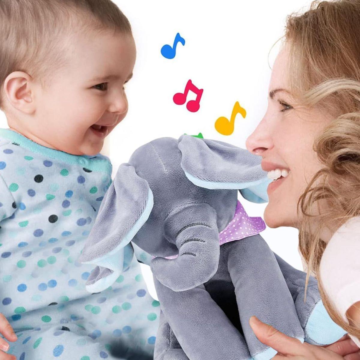 PELUCHE ELEFANTE OREJAS MOVILES MUSICAL INTERACTIVO BEBE LAU-7