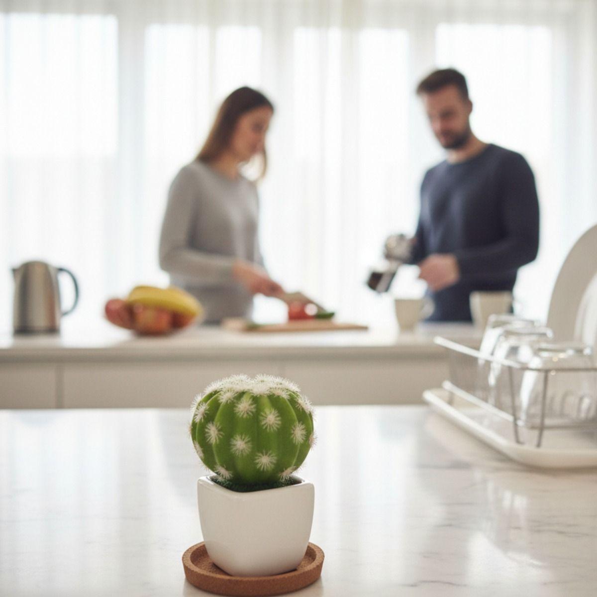 Set 2 Planta Decorativa Artificial Cactus Minimalista Jhn-4