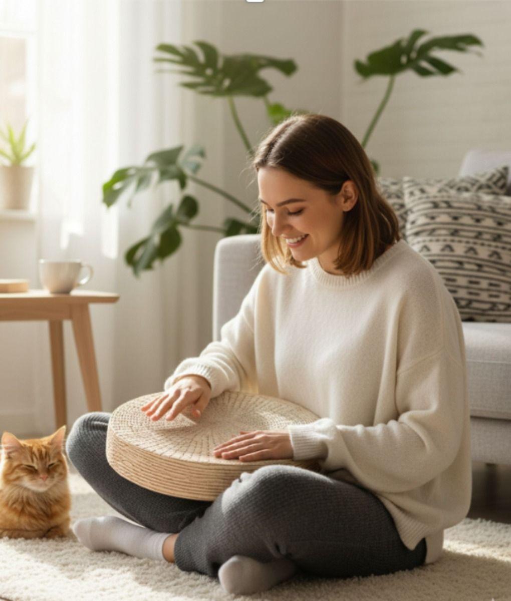 Cojín Decorativo Multifuncional Redondo Natural Yoga Jhn-4