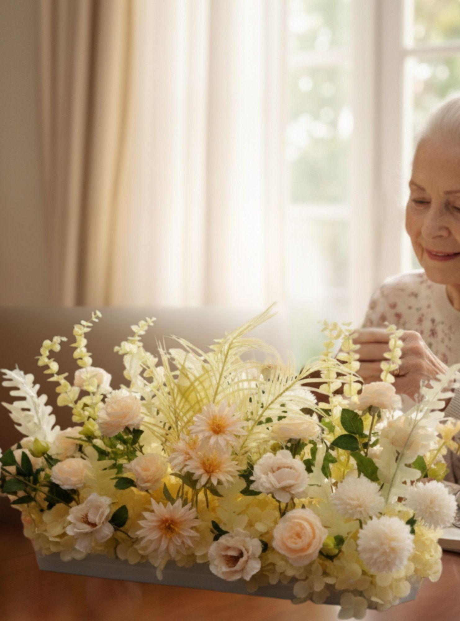 Flores Artificiales Decorativas Arreglo Floral Adorno Jhn-2