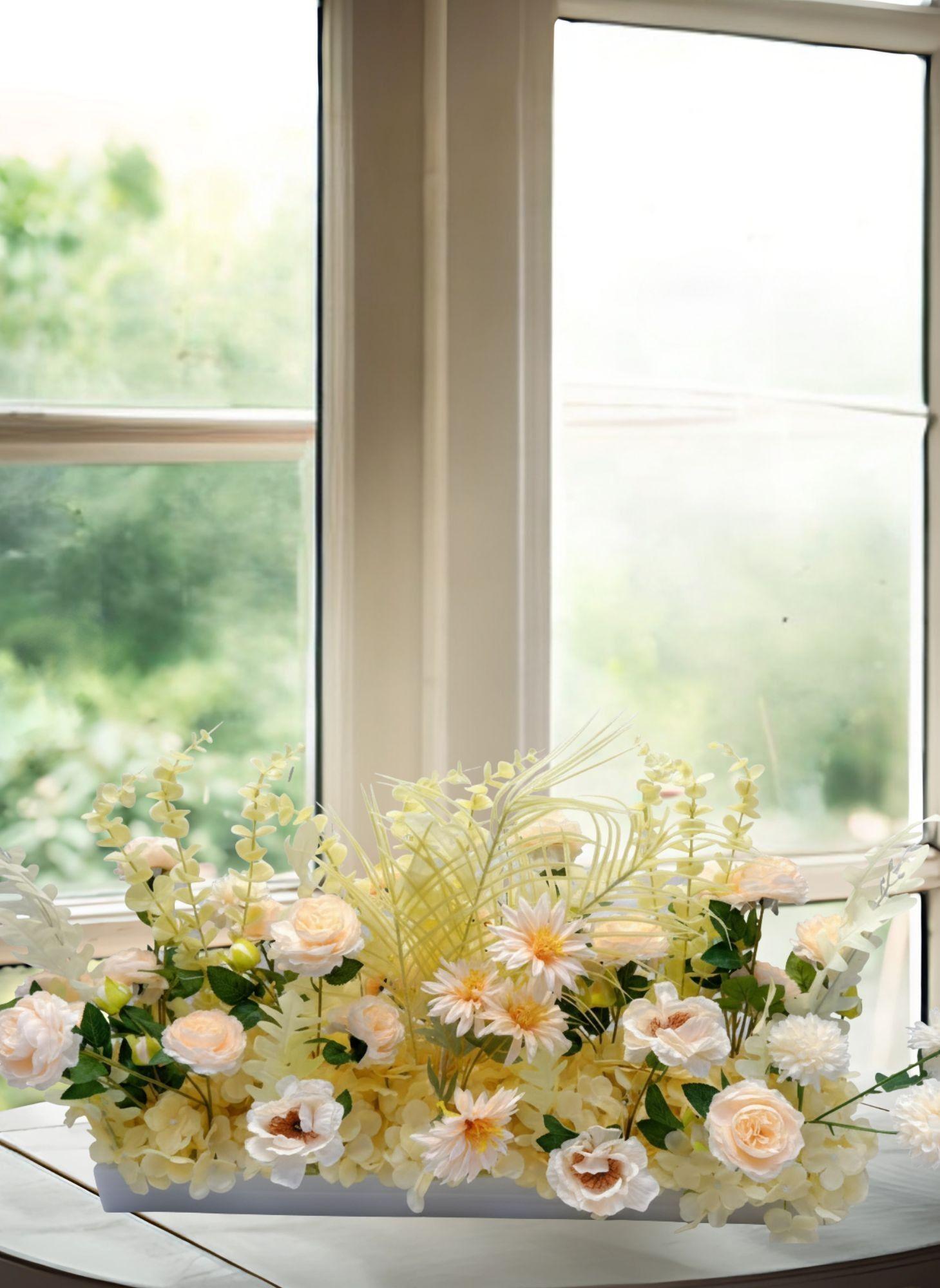 Flores Artificiales Decorativas Arreglo Floral Adorno Jhn-6