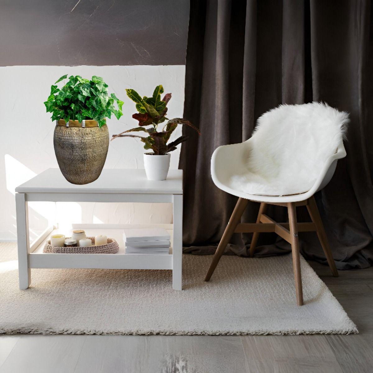Maceta Decorativa Plantas Arcilla Imitación De Ratán Jhn-3