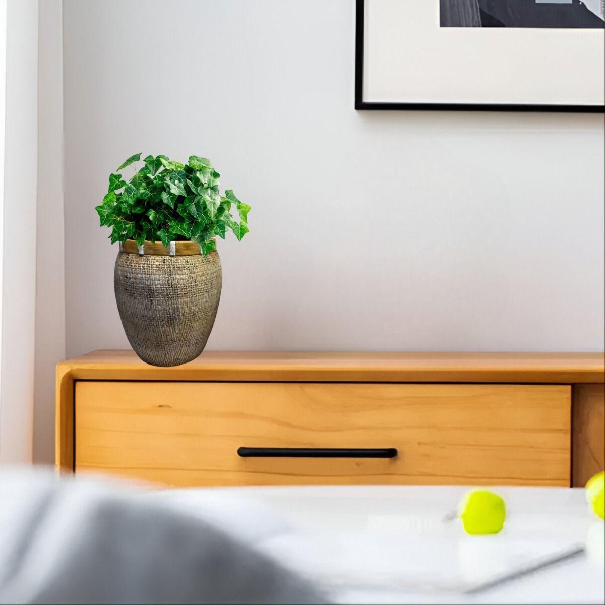 Maceta Decorativa Plantas Arcilla Imitación De Ratán Jhn-6