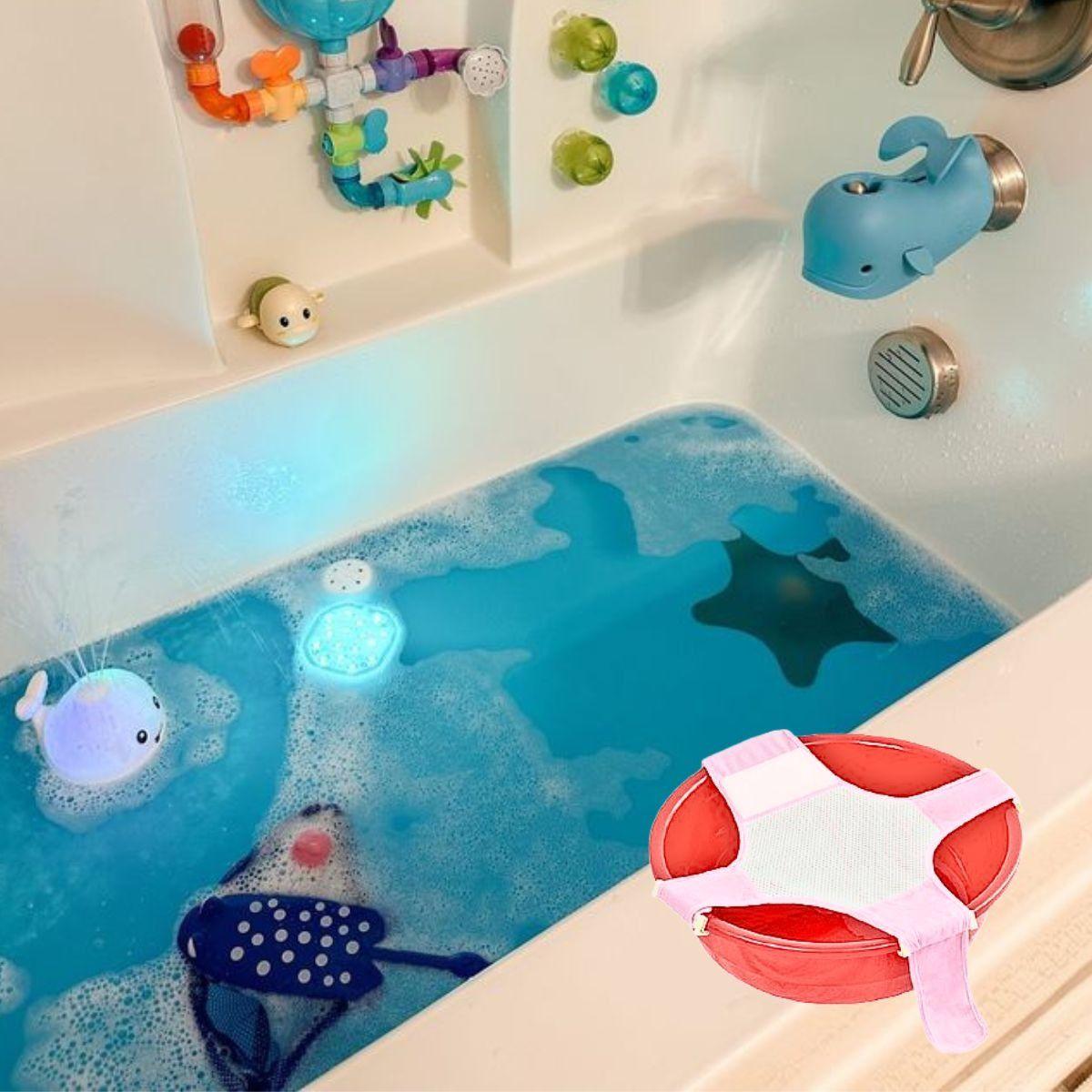 Set 2 Malla Apoyo Tina Asiento Baño Ajustable Bebes Lau-2