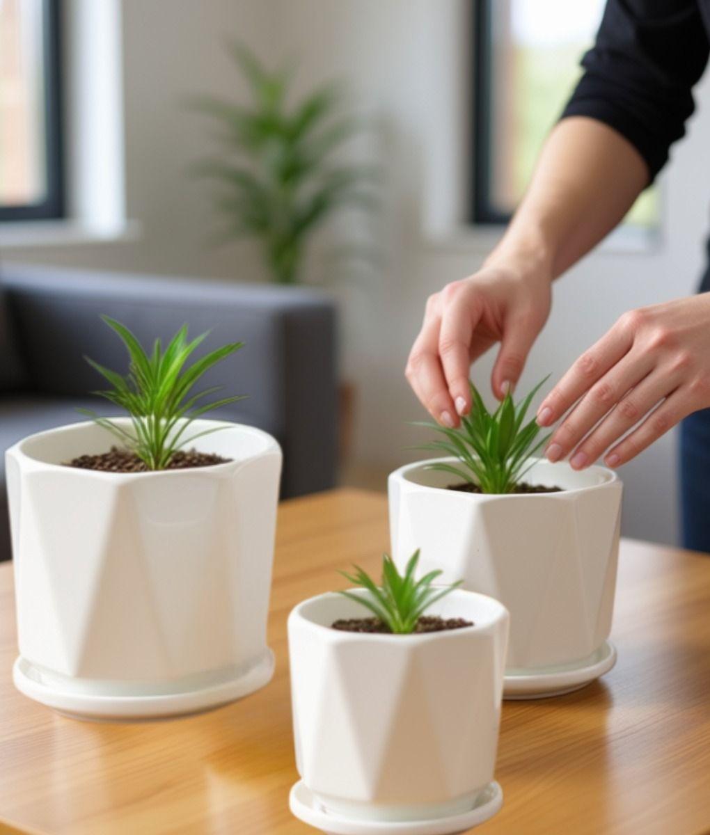 Set 3 Maceta Decorativa Diseño Geométrico Versátil Jhn-2