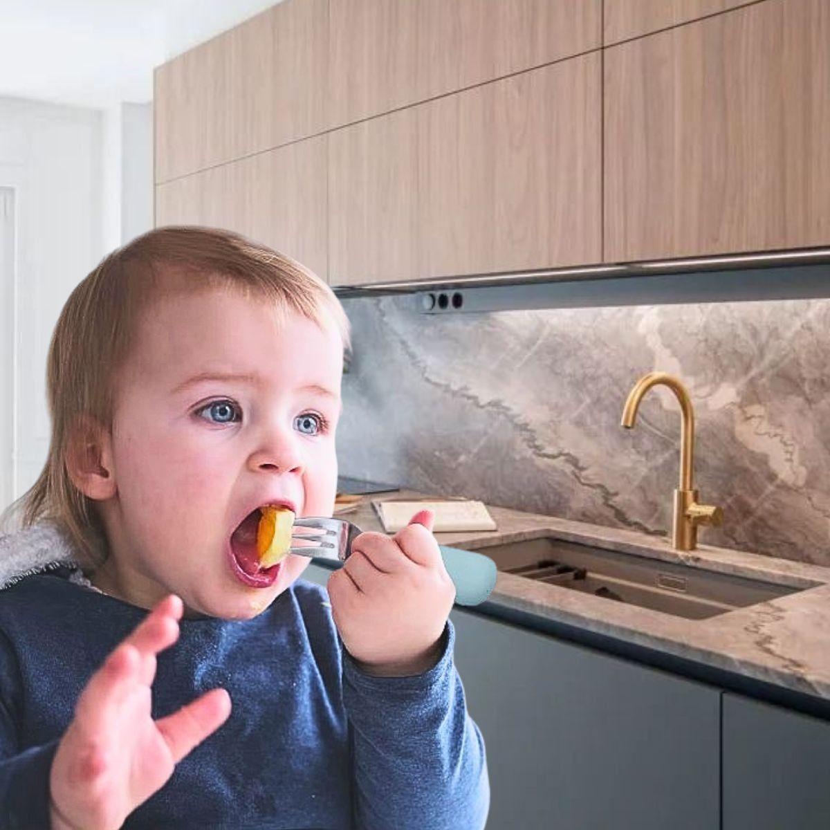 Set 3 Cubierto+Cuchara Acero Inoxidable Silicona Bebe Lau-4