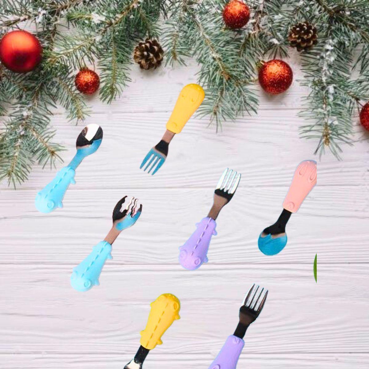 Set 3 Cubierto+Cuchara Acero Inoxidable Silicona Bebe Lau-5