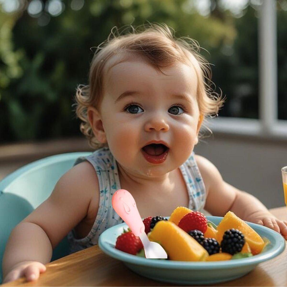 Set 3 Cubierto+Cuchara Acero Inoxidable Silicona Bebe Lau-6