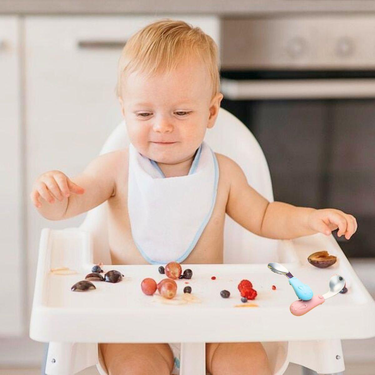 Set 3 Cubierto+Cuchara Acero Inoxidable Silicona Bebe Lau-9