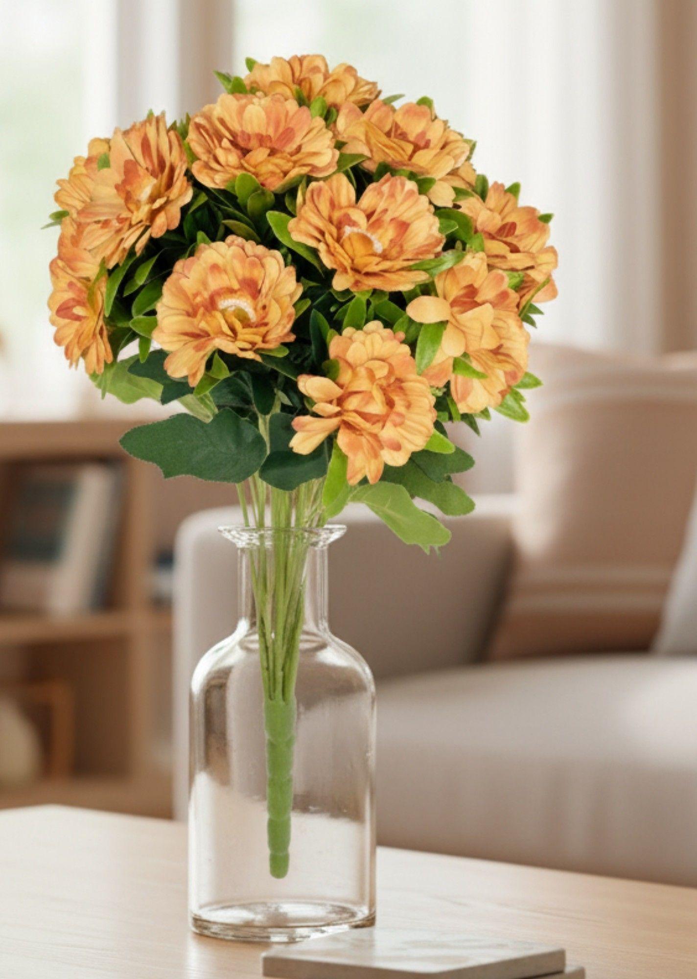 Flores Artificiales Ramo Crisantemos Floral Decoración Jhn-5