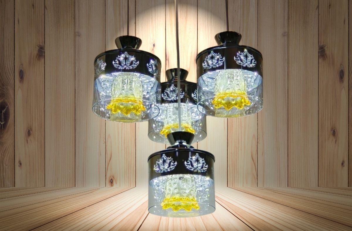 Lampara Colgante Vidrio 4 Luces Moderna Hogar Lau-4