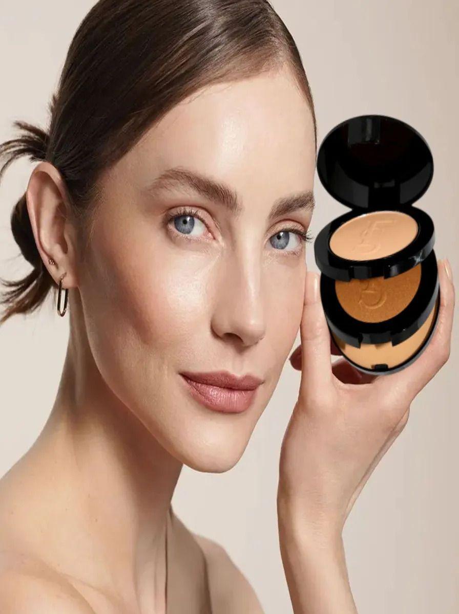 Pack 2 Polvos Compacto Base e Iluminador 3en1 Maquillaje Lau-5