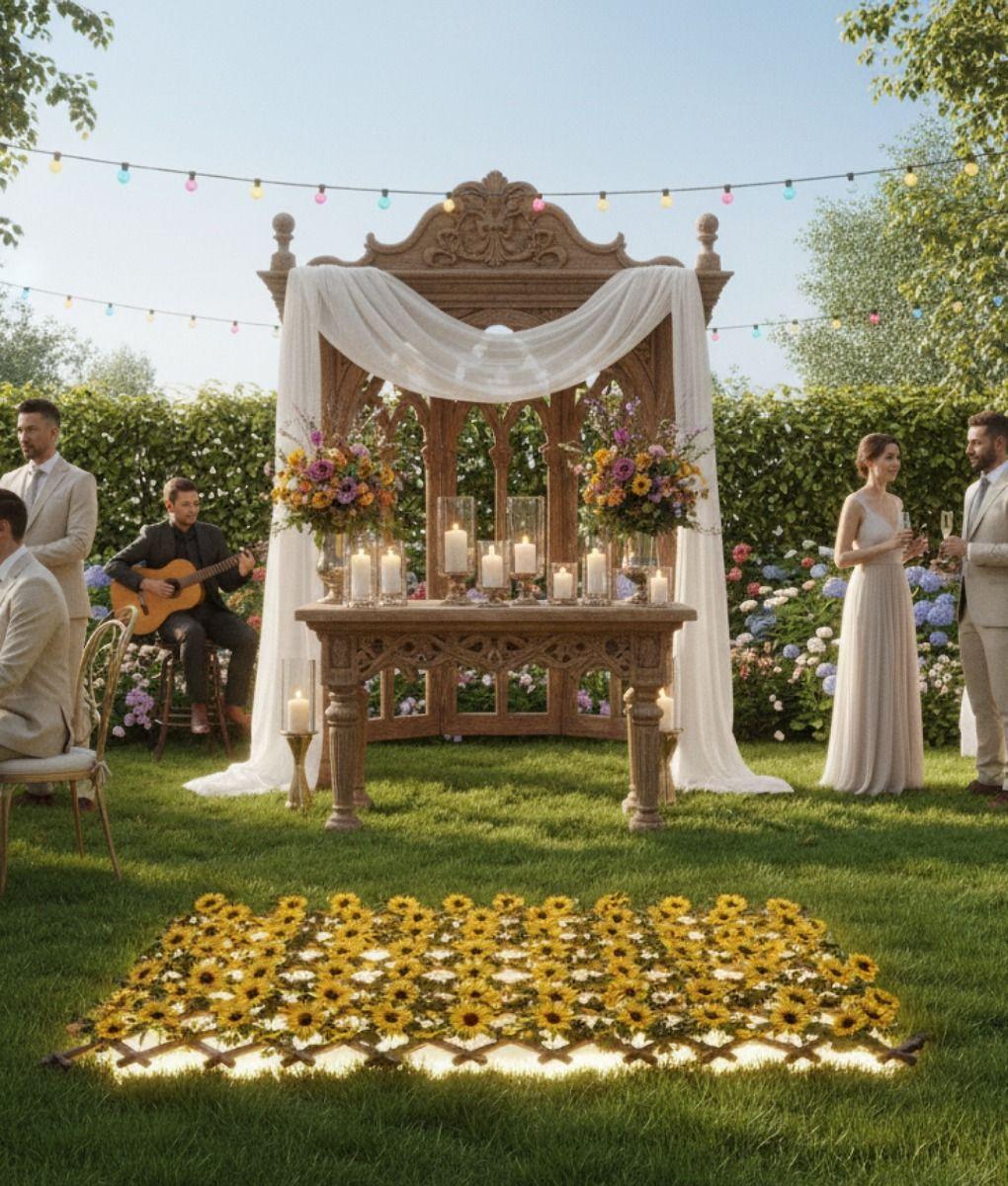 Flores Artificiales Malla Extensible Girasoles Cerco Jhn-4