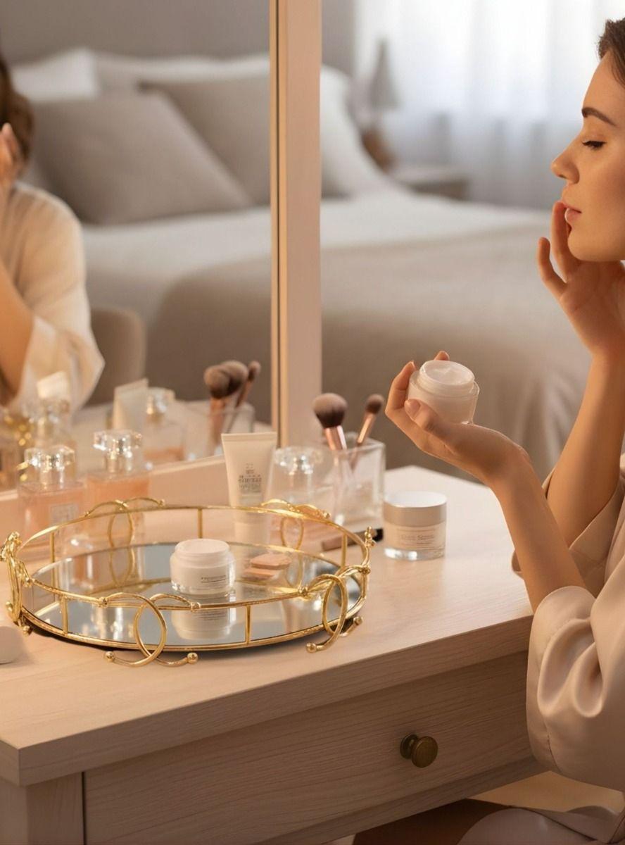 Bandeja Decorativa Adorno Estilo Vintage Base Espejada Jhn-3