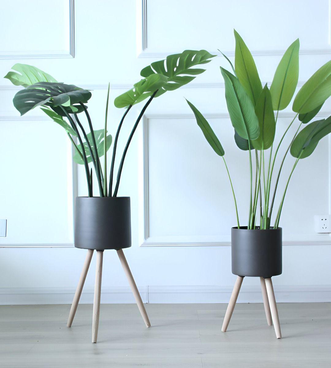 Set Macetas Planta Flores Interior Exterior Patas Negra Jhn-8