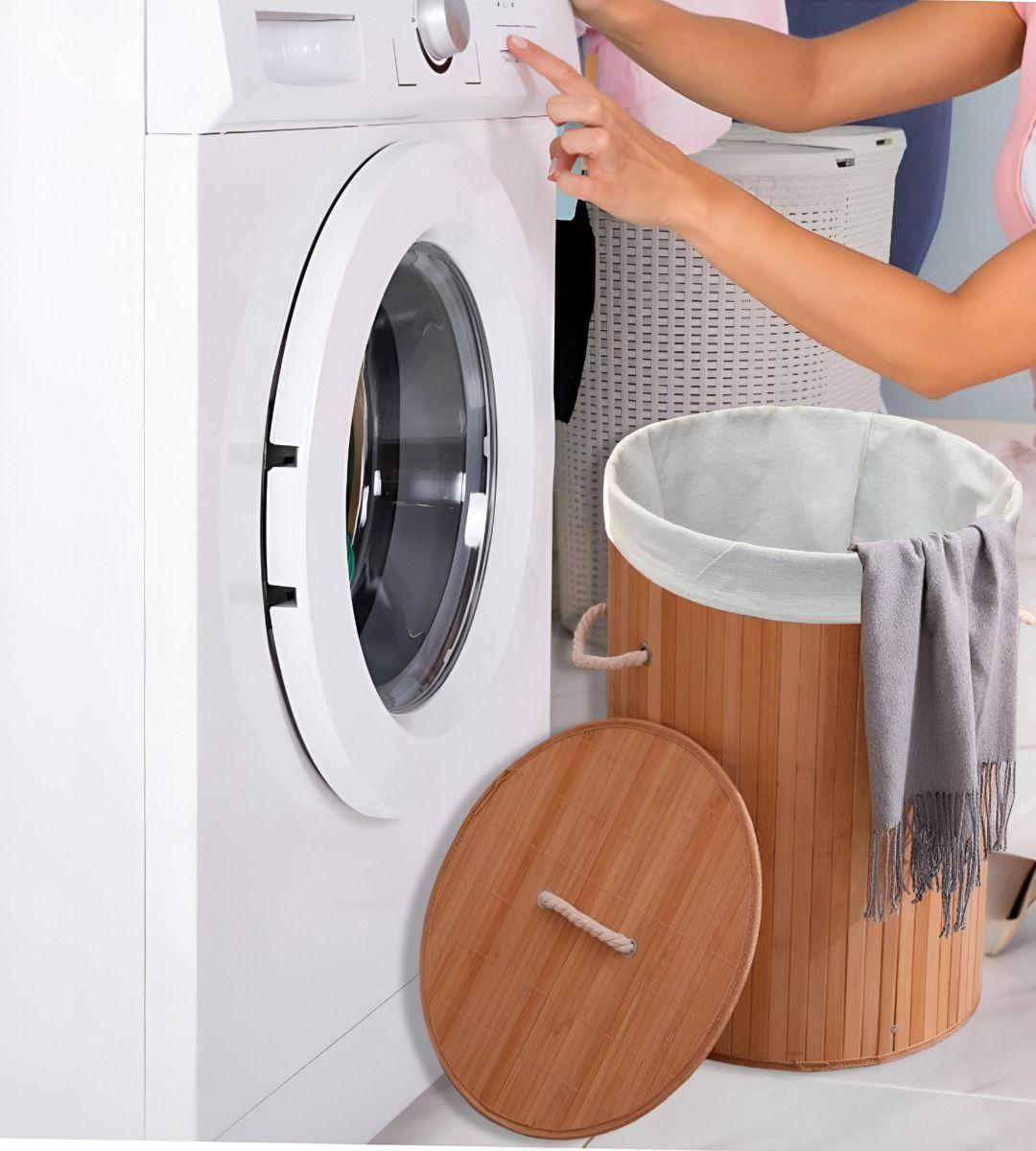 Cesta Ropa Bambú Almacenamiento Organizador Redonda Jhn-2