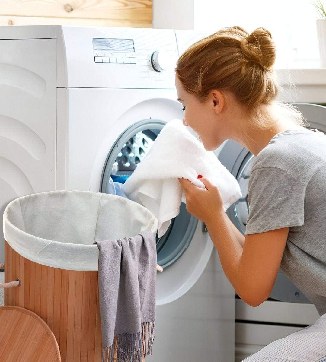 Cesta Ropa Bambú Almacenamiento Organizador Redonda Jhn-4