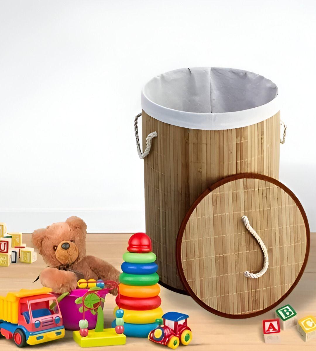 Cesta Ropa Bambú Almacenamiento Organizador Redonda Jhn-6