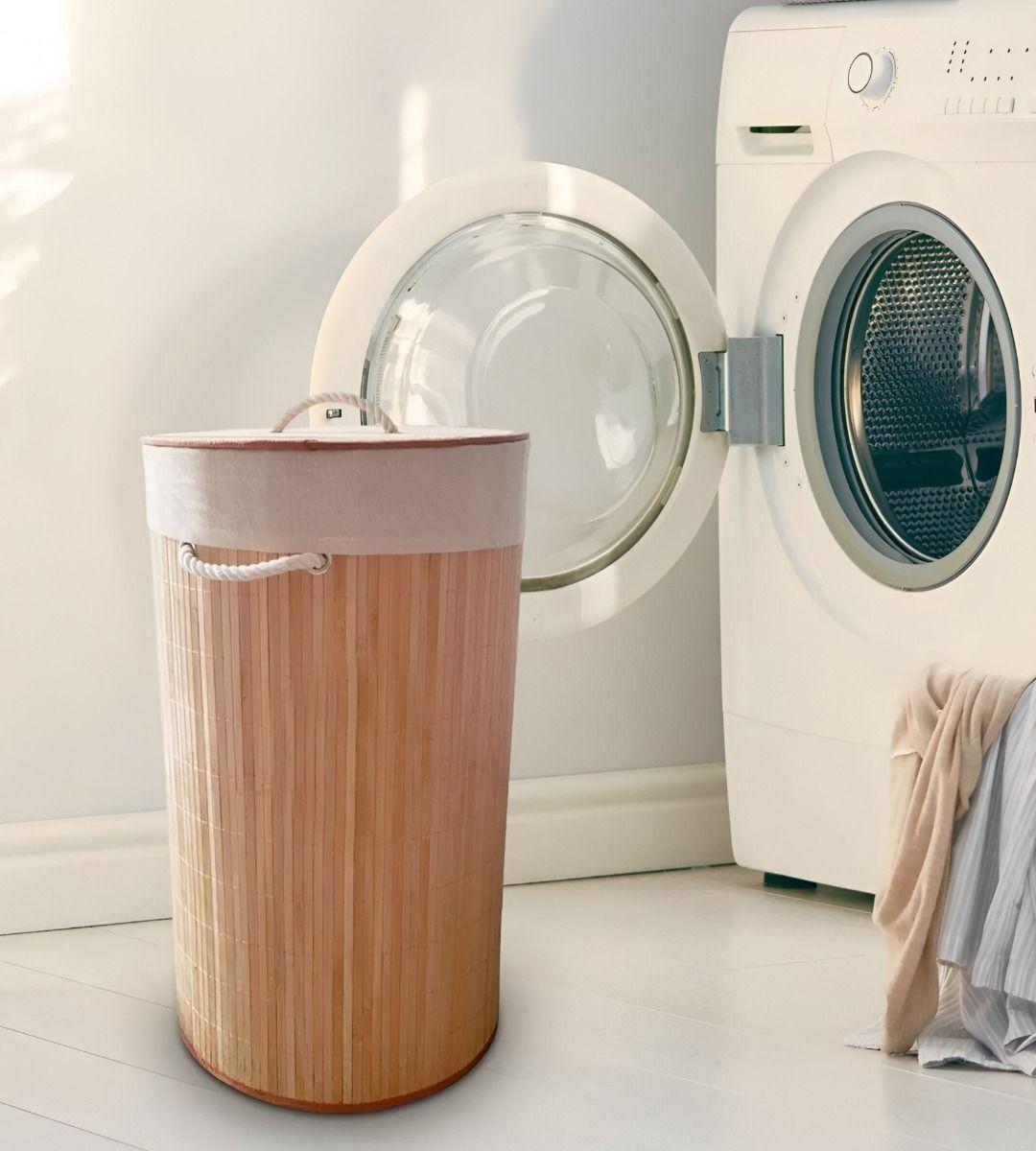 Cesta Ropa Bambú Almacenamiento Organizador Redonda Jhn-8