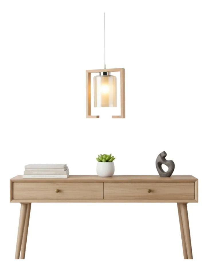 Lámpara Colgante Madera Cristal Estilo Minimalista ALJ-1