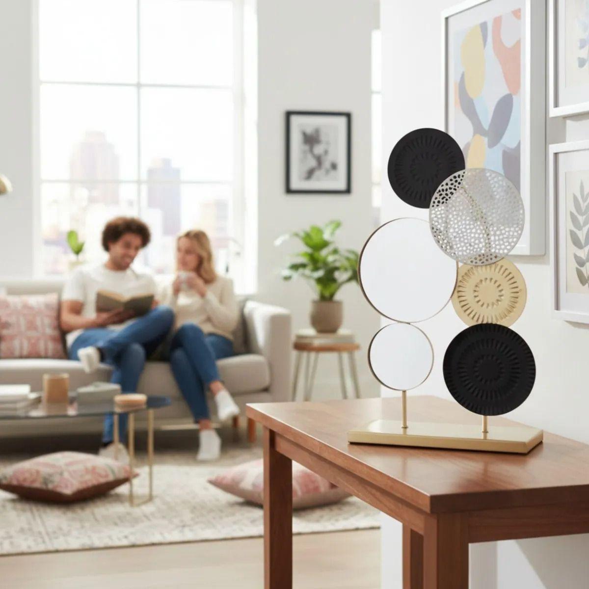 Estatua Figura Decorativa Adorno Discos Texturizados Jhn-2