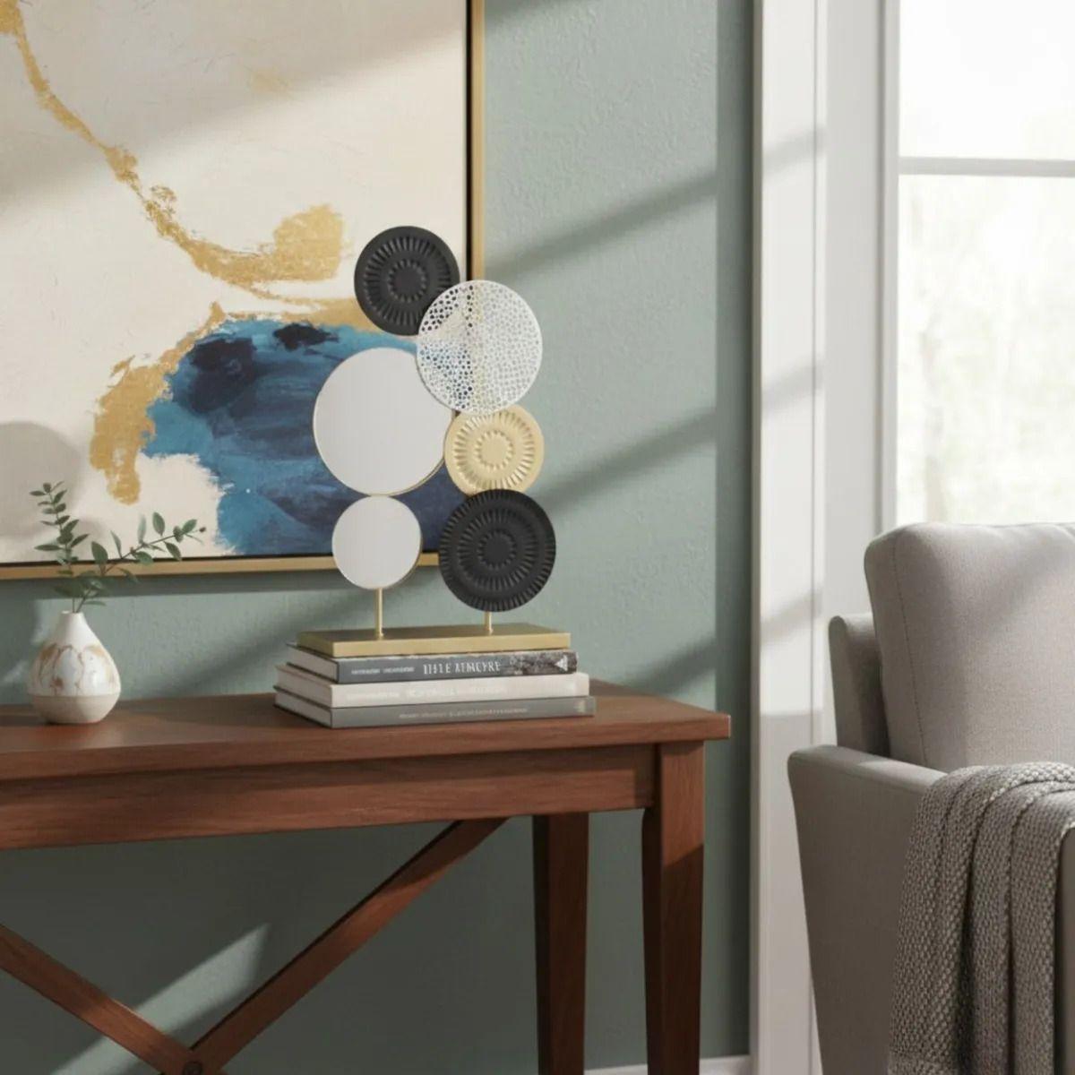 Estatua Figura Decorativa Adorno Discos Texturizados Jhn-7