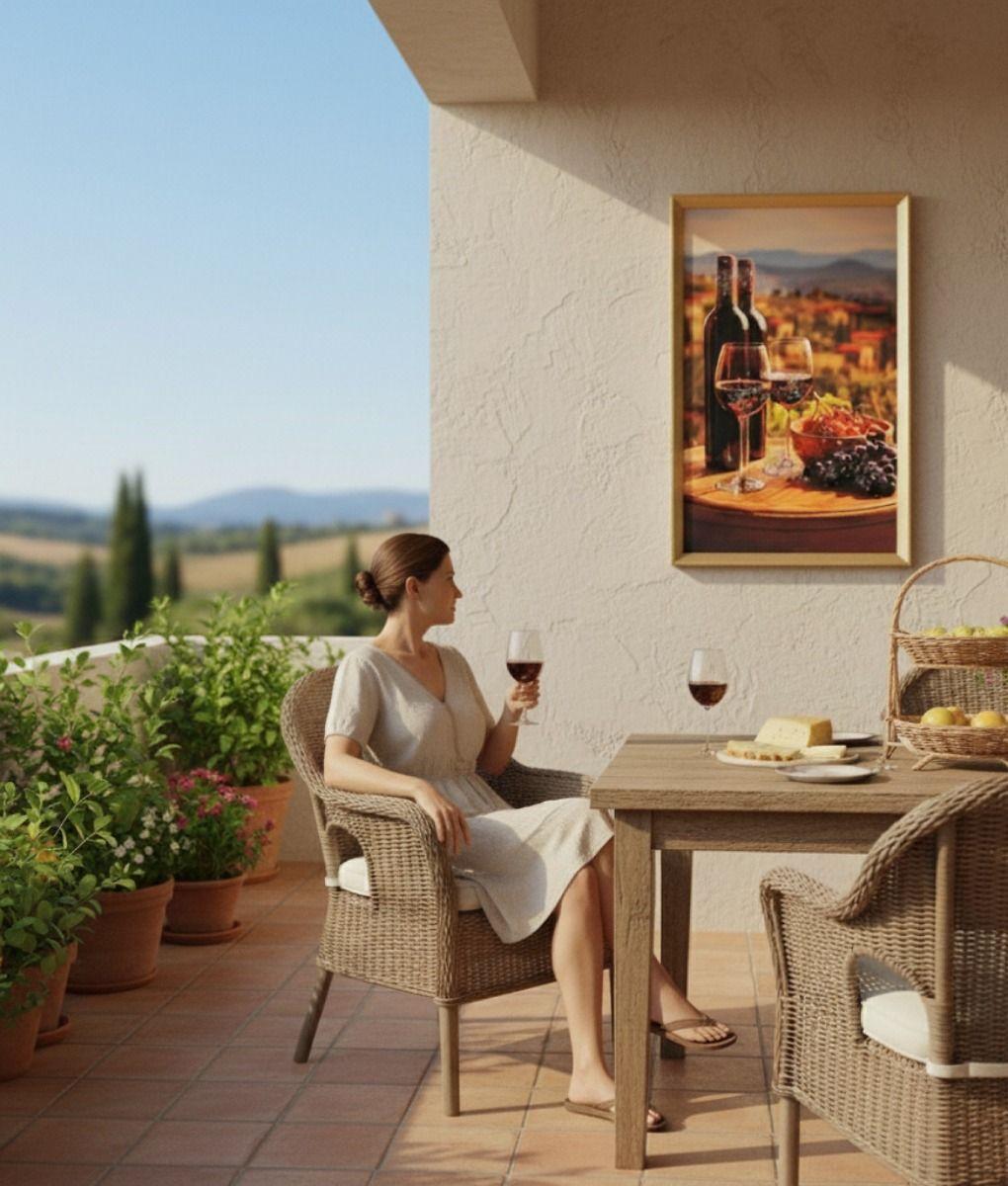 Cuadro Decorativo Vino Viñedo Atardecer Mediterráneo Jhn-2