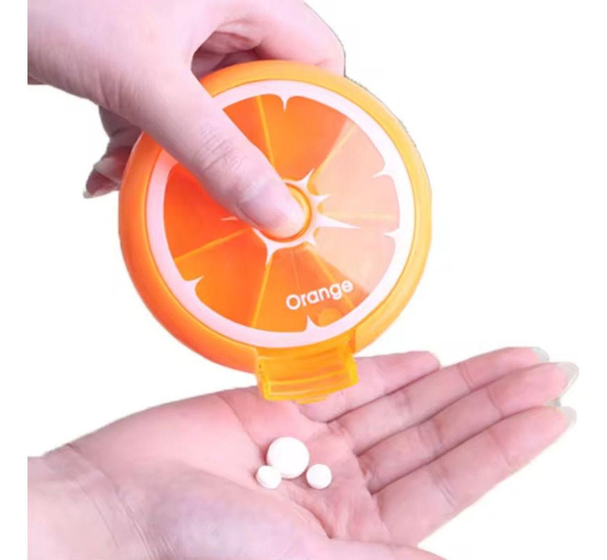 SET 3 PASTILLEROS REDONDO NARANJA PORTATIL VIAJE LAU-4