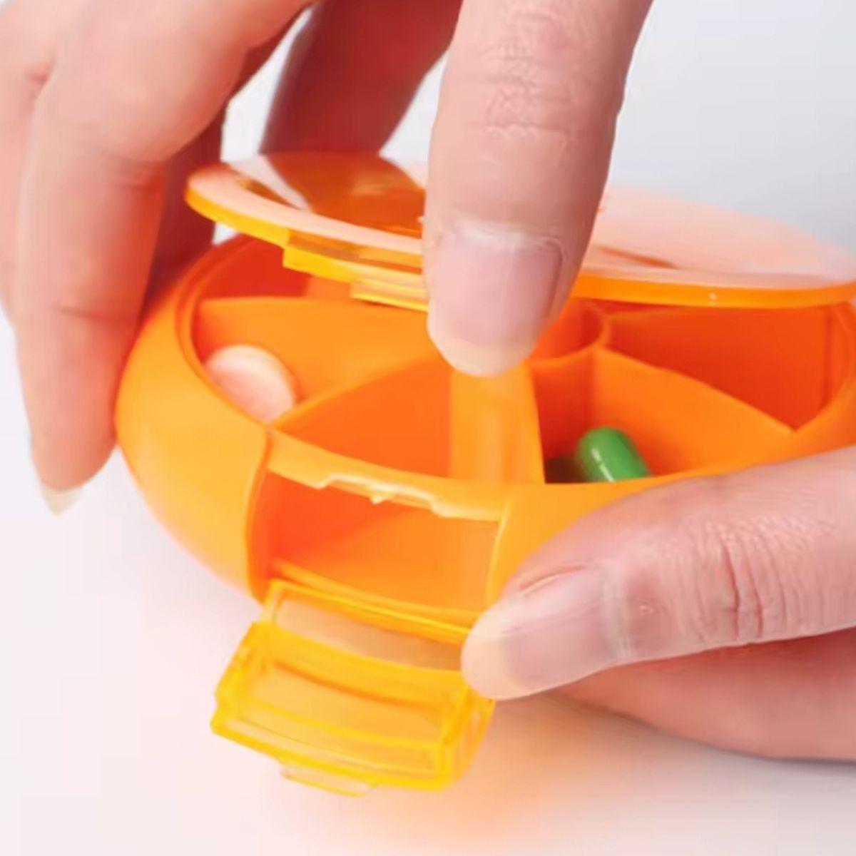 SET 3 PASTILLEROS REDONDO NARANJA PORTATIL VIAJE LAU-5