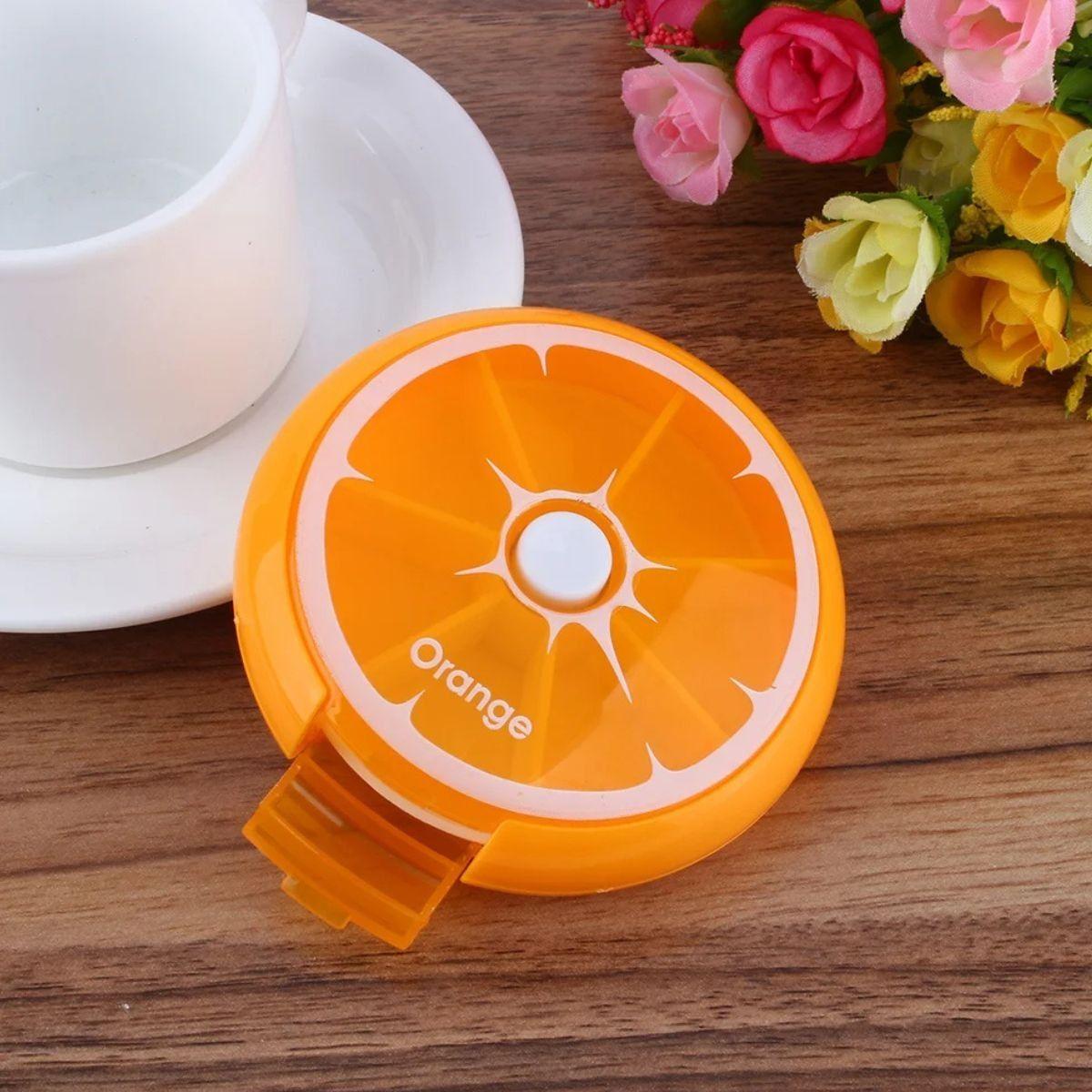 SET 3 PASTILLEROS REDONDO NARANJA PORTATIL VIAJE LAU-6
