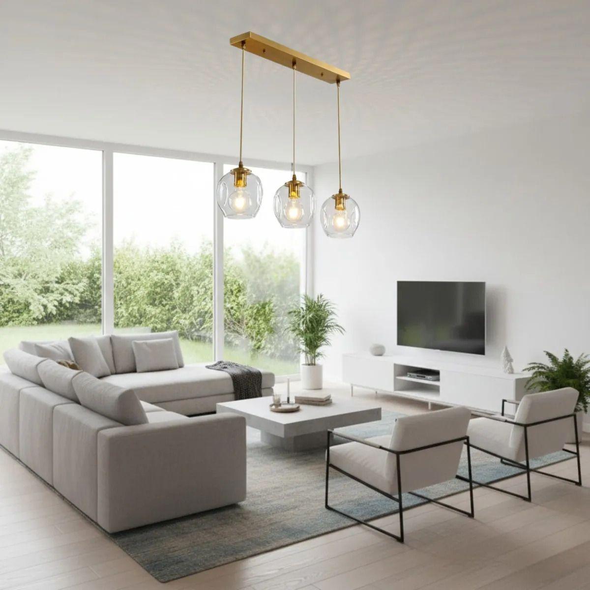 Lámpara Colgante Triple Lineal Cristal Comedor Cocina ALJ-7