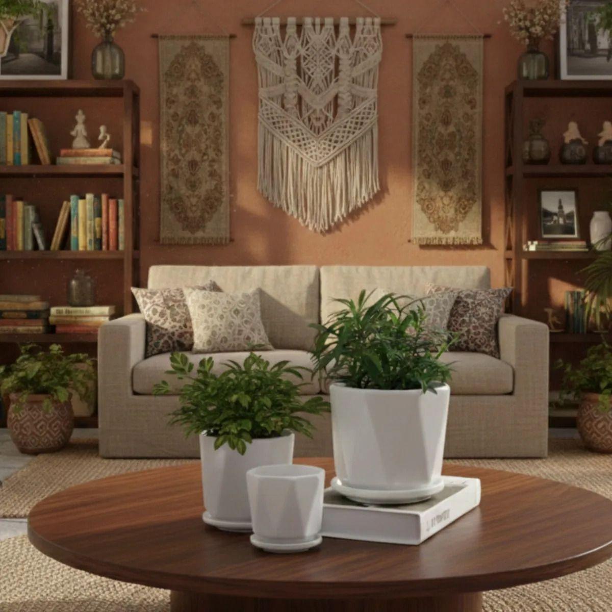 Set 3 Macetas Decorativas Estilo Geométrico Centro Mesa AJ-6